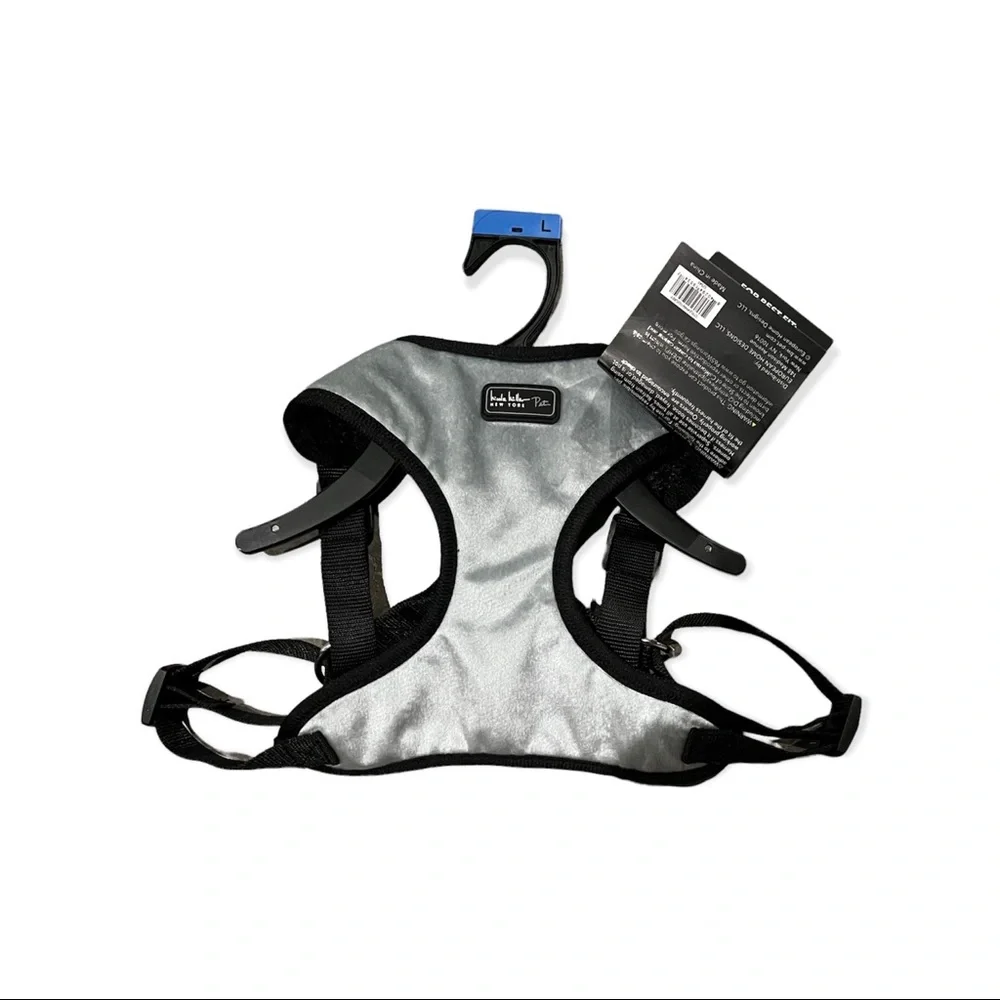 Nicole Miller Pets Harness Grey Velvet Size L NWT
